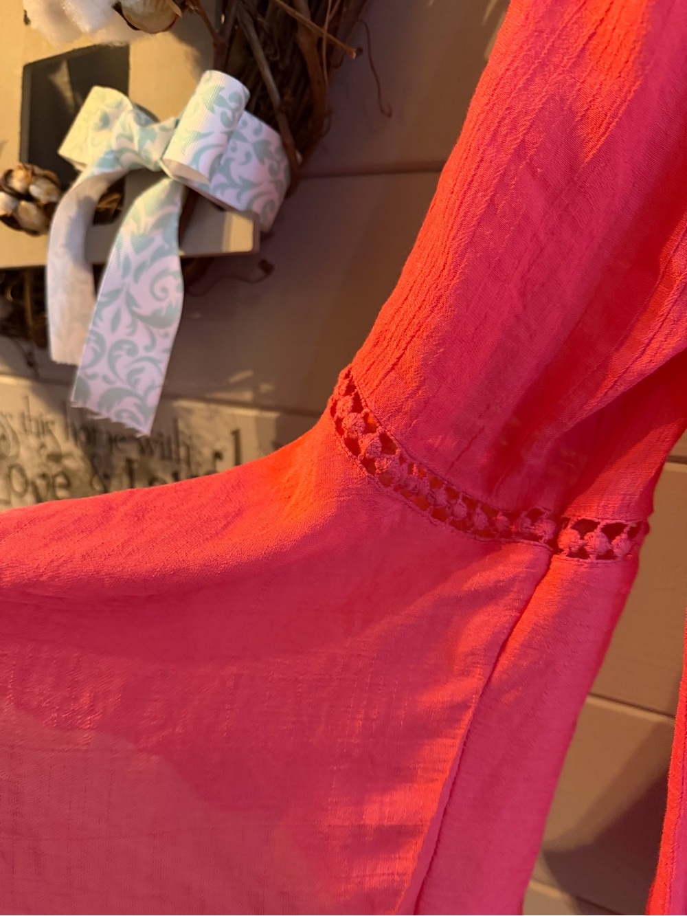 new directions Coral Lace Yoke V-Neck Peasant Tunic - Picture 5 of 9